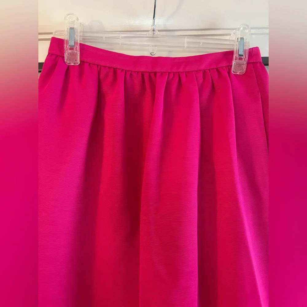 J. Crew Long Midi Pencil Skirt Faille Neon Fuchsia Hot Pink Preppy Modern Chic